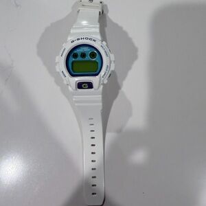 G-Shock White Digital Watch with Blue and Purple Details